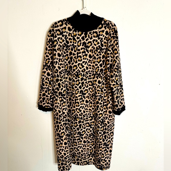 Zara Leopard Print Mock Neck Turtleneck Dress - Picture 2 of 5